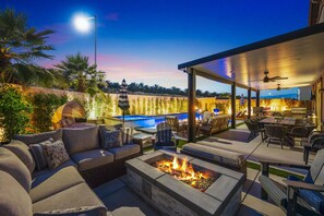 Outdoor dining - 7BR Coachella Villa w/ Pool, Spa & Game Room (Coachella)