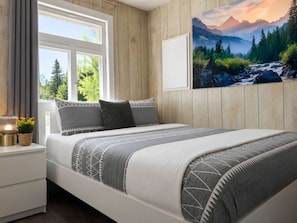 2 bedrooms, iron/ironing board, travel crib, WiFi