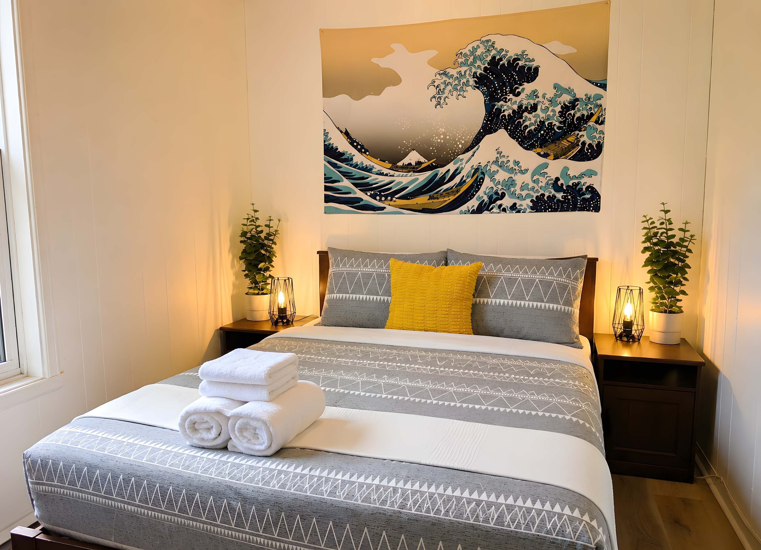 2 bedrooms, desk, travel crib, WiFi