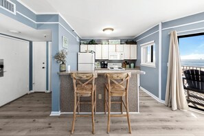 Fridge, microwave, oven, stovetop - Gulf Shores Plantation, 5508 - Beachfront Condo with Gulf Views (Gulf Shores)