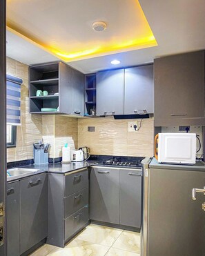 Economy-Apartment, Balkon, Stadtblick | Eigene Küche