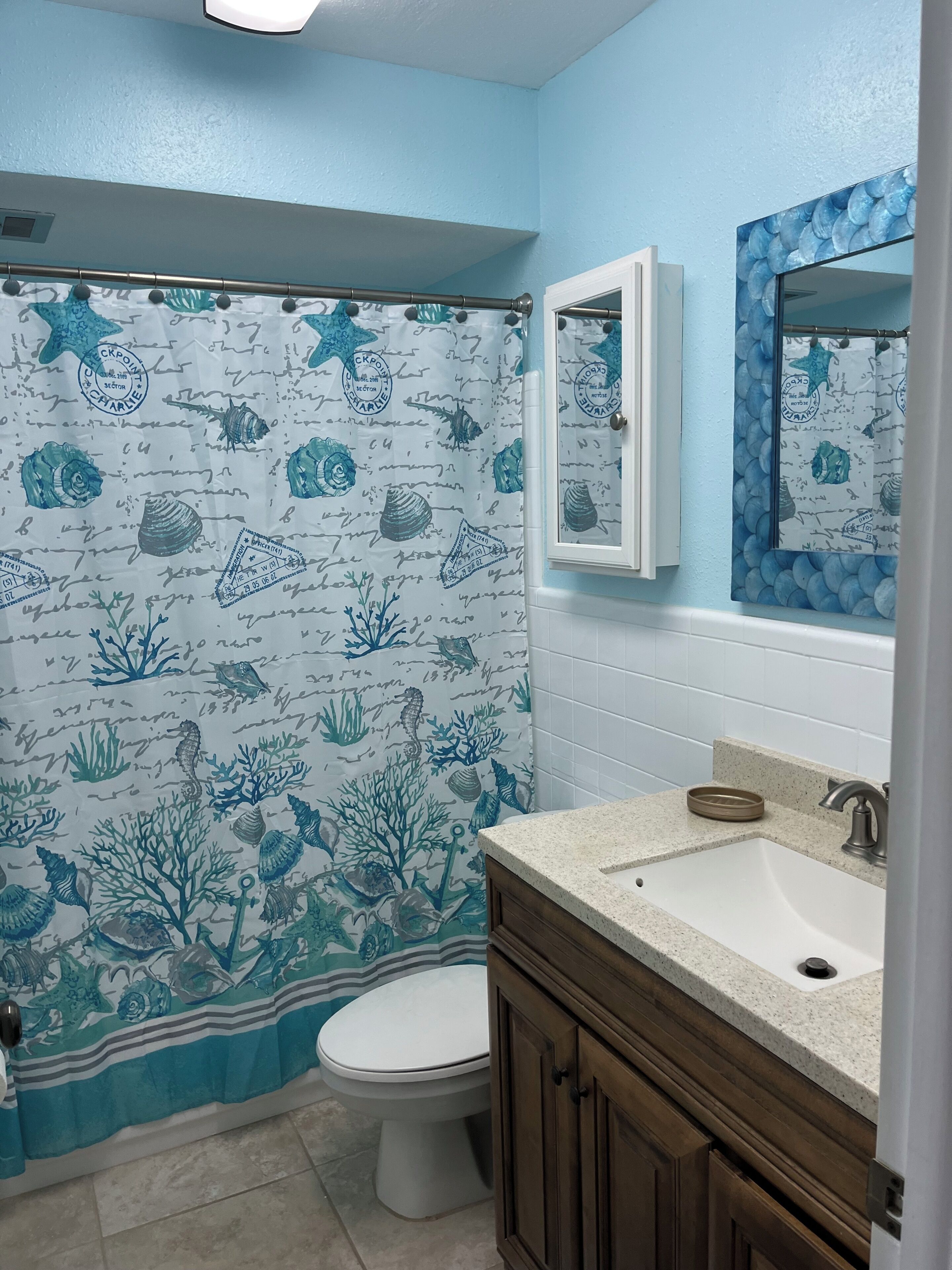 Hair dryer, towels, toilet paper