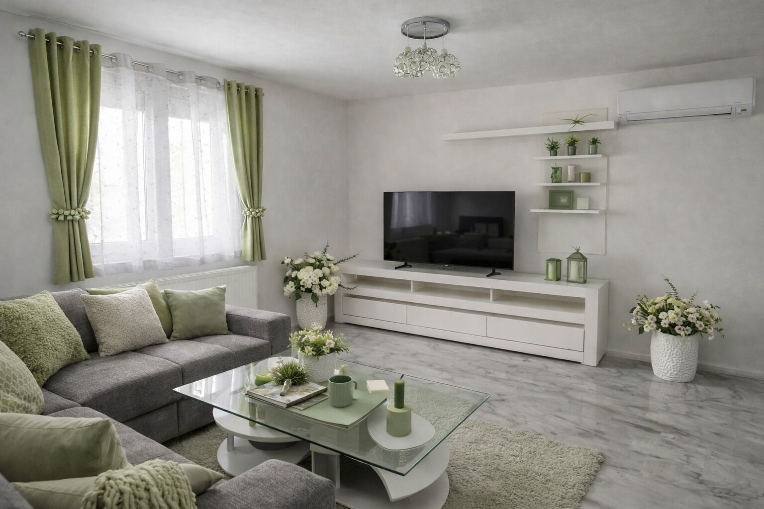 TV, fireplace