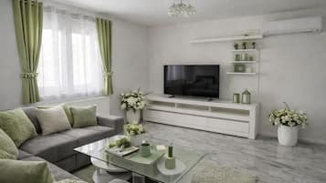 TV, fireplace