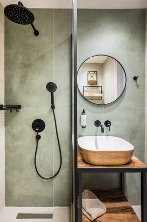 Apartment, 2 Bedrooms, Terrace, Sea View | Bathroom | Shower, hair dryer, towels, toilet paper - Apovrado Stay by Konnect, Kommeno (Corfu)
