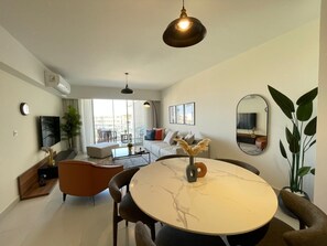 Chalet, Lagoon View | Living area - 2 BR Cyan 403 in Marassi North Coast (El Alamein)