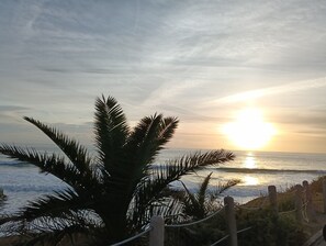 A sunset over the ocean with palm trees in the foreground. - Room-lisbon Nice & Cousy Room (Lisbon)