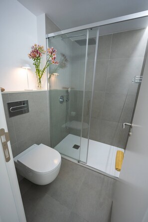 Dusche, Haartrockner, Handtücher
