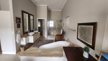 Shower, bidet, towels, soap