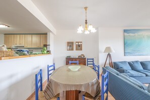 Dining - Apartment with Sea Views. Shared Garden and Pool. (Pals)