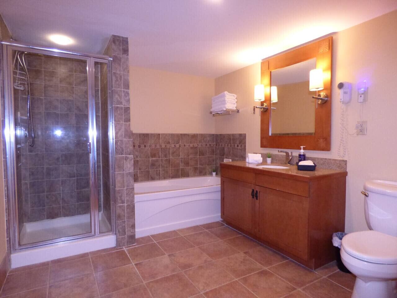 Hair dryer, towels