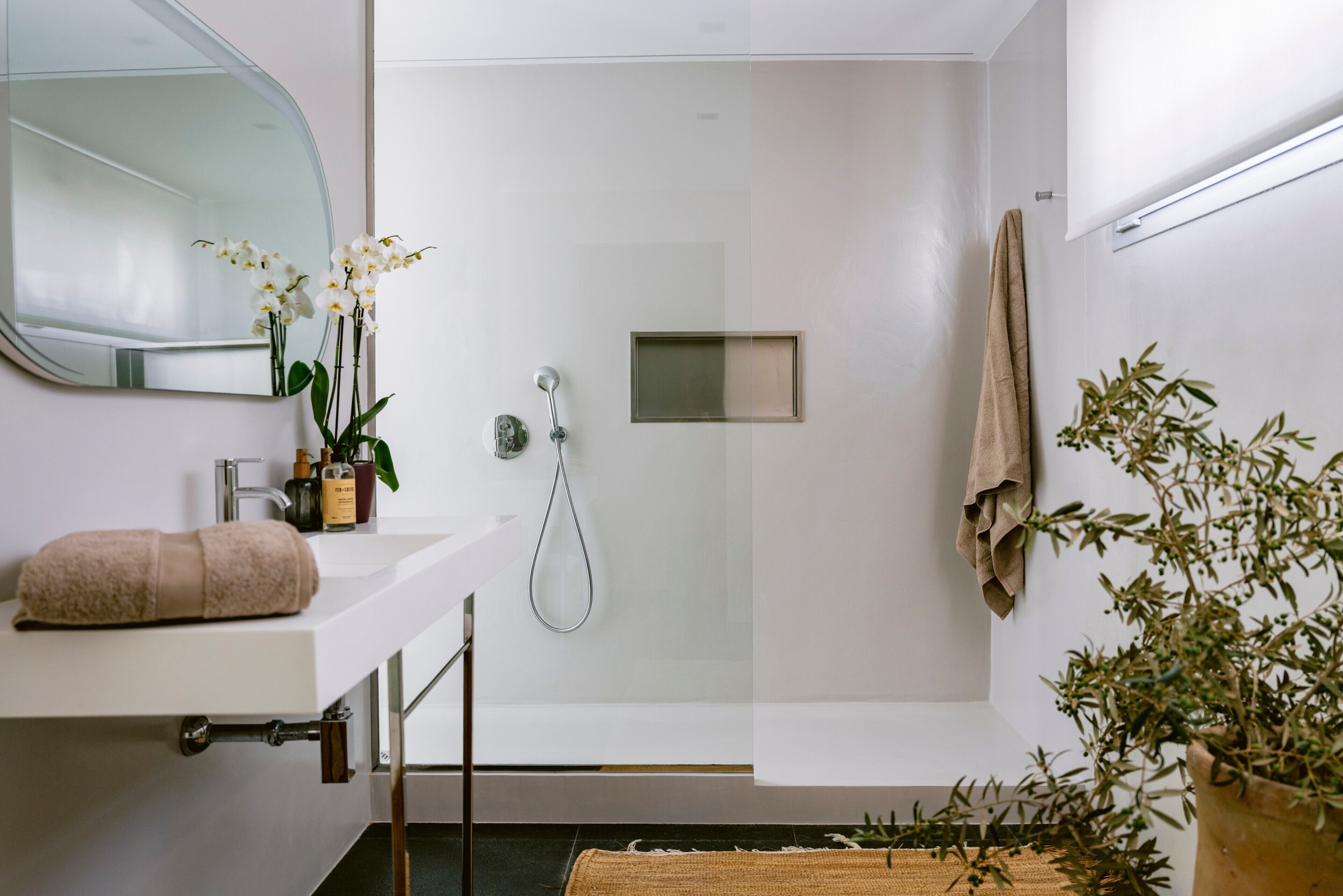 Douche, serviettes fournies