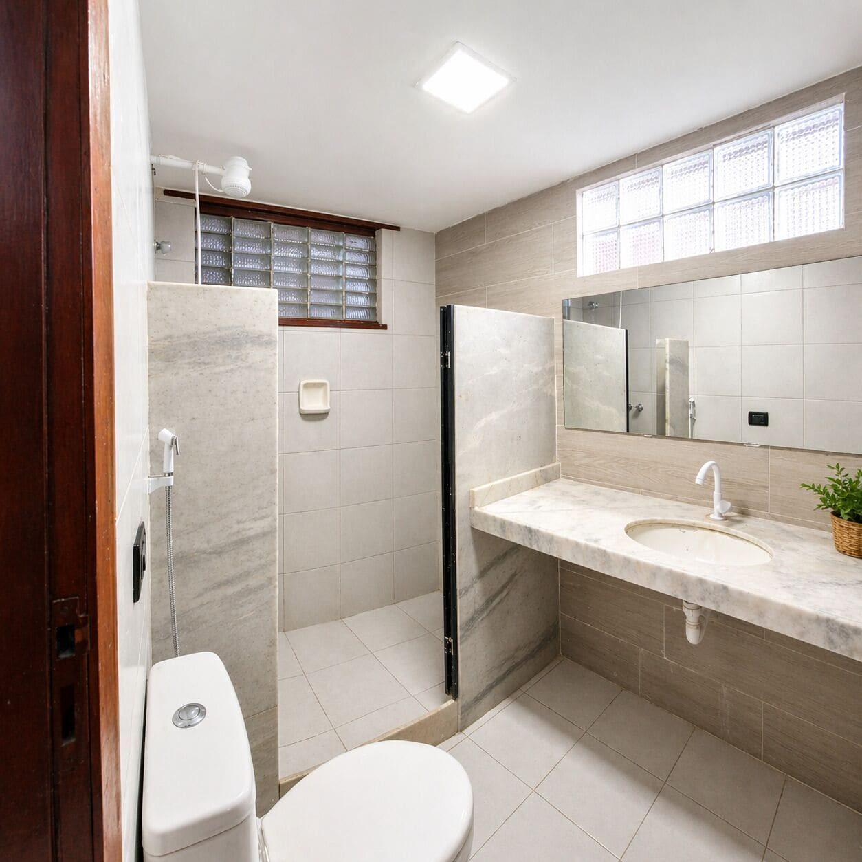 Comfort Double Room, Lanai, Sea View | Bathroom | Shower, towels, soap, toilet paper