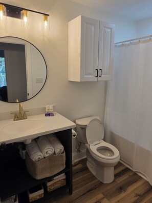 Shower, hair dryer, towels, soap - Cozy 3-bedroom house in charming Bay St. Louis with AC (Bay St. Louis)