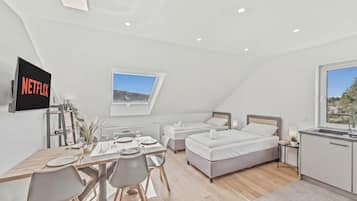 2 bedrooms, in-room safe, iron/ironing board, WiFi