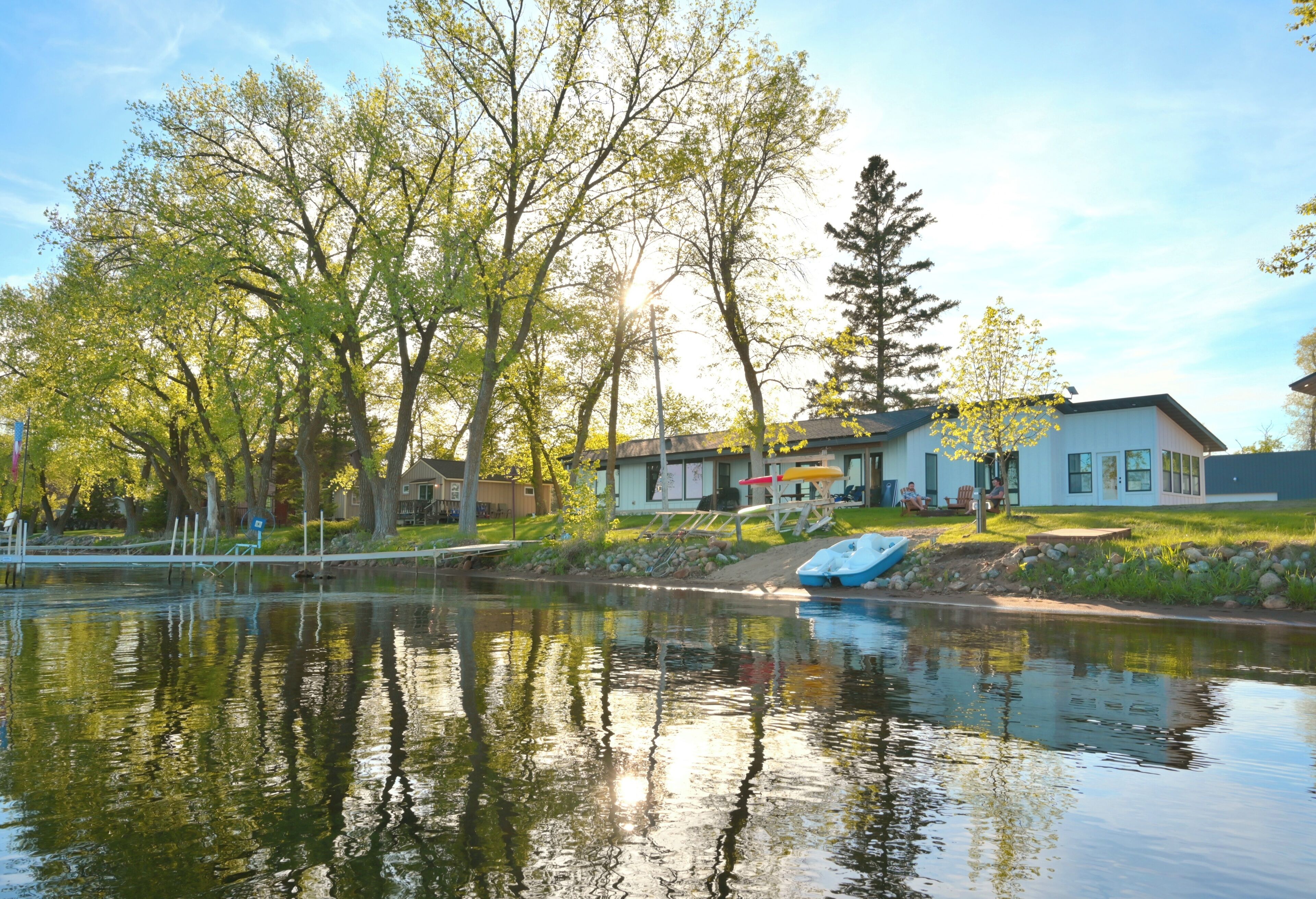 Right on the shores of Big McDonald! The fantastic swimming and fishing lake. 