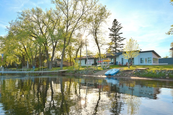 Right on the shores of Big McDonald! The fantastic swimming and fishing lake.