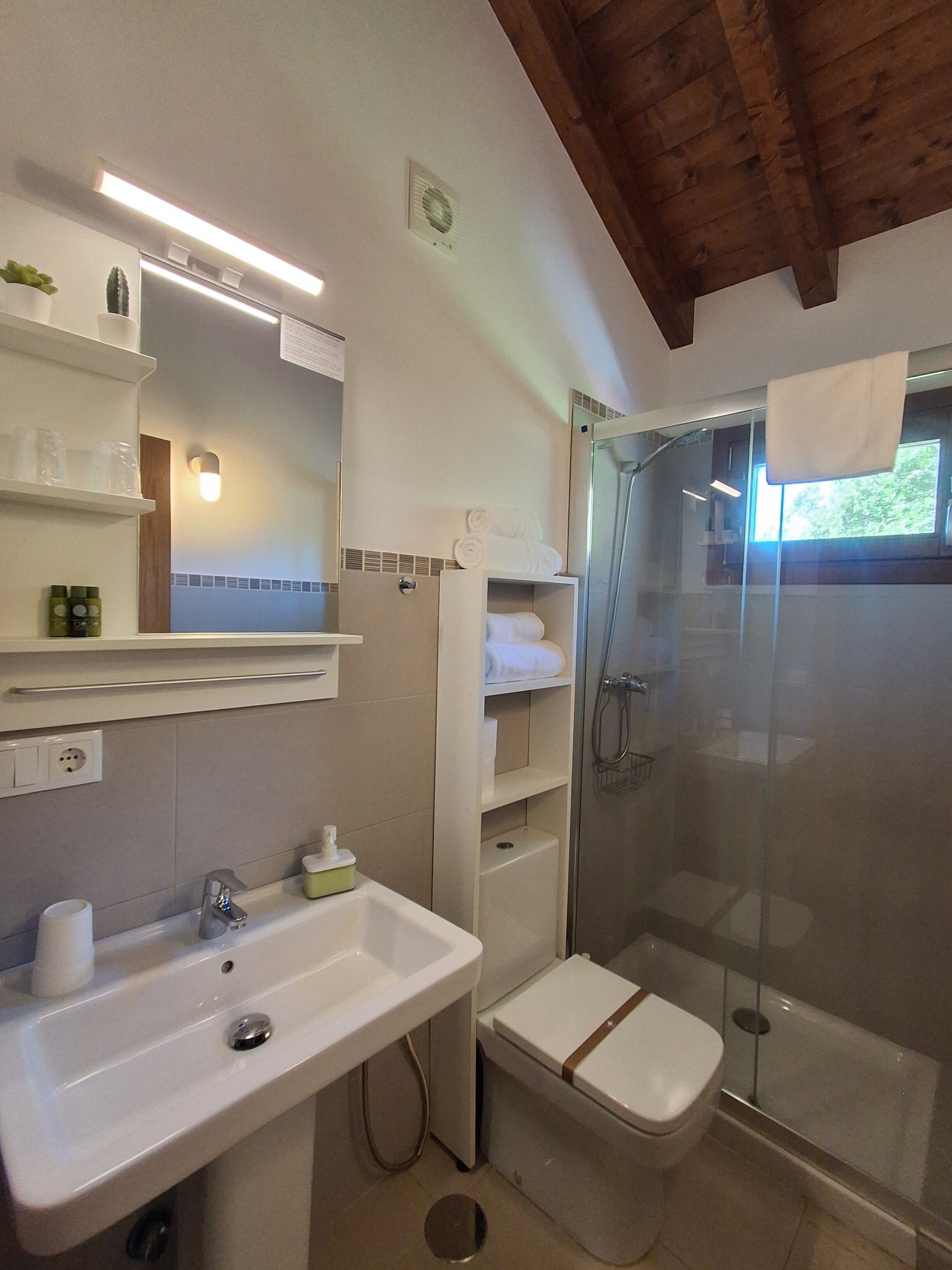 Chambre Double | Salle de bain | Douche, sèche-cheveux, serviettes fournies, shampoing