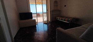 Family Penthouse, 1 Bedroom, Terrace, Sea View | Living area - Penthouse in the historical center with sea view 5 minutes away from main square (Amalfi)