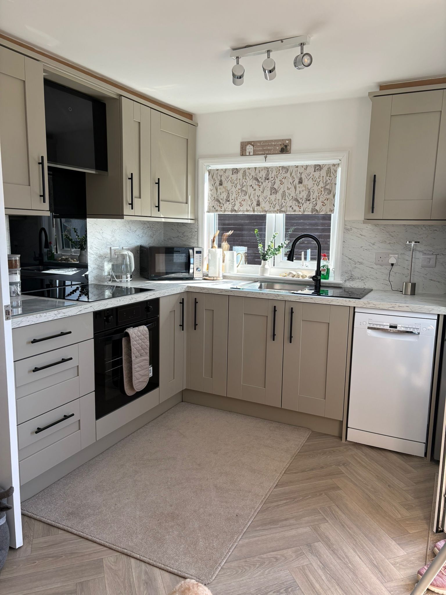 Fridge, microwave, oven, dishwasher