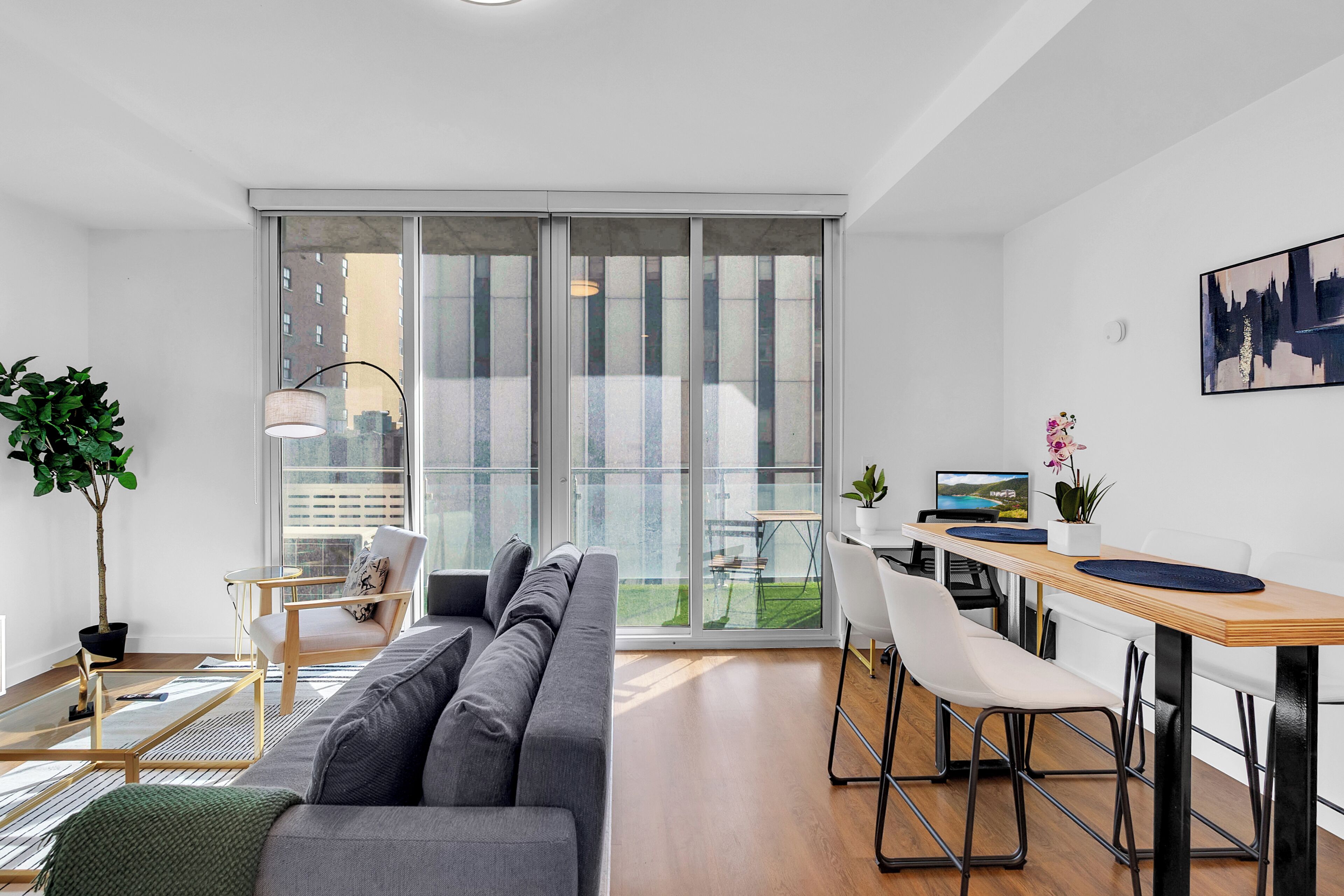 Departamento, 1 cama Queen size y sofá cama, para no fumadores, cocineta | Área de sala de estar