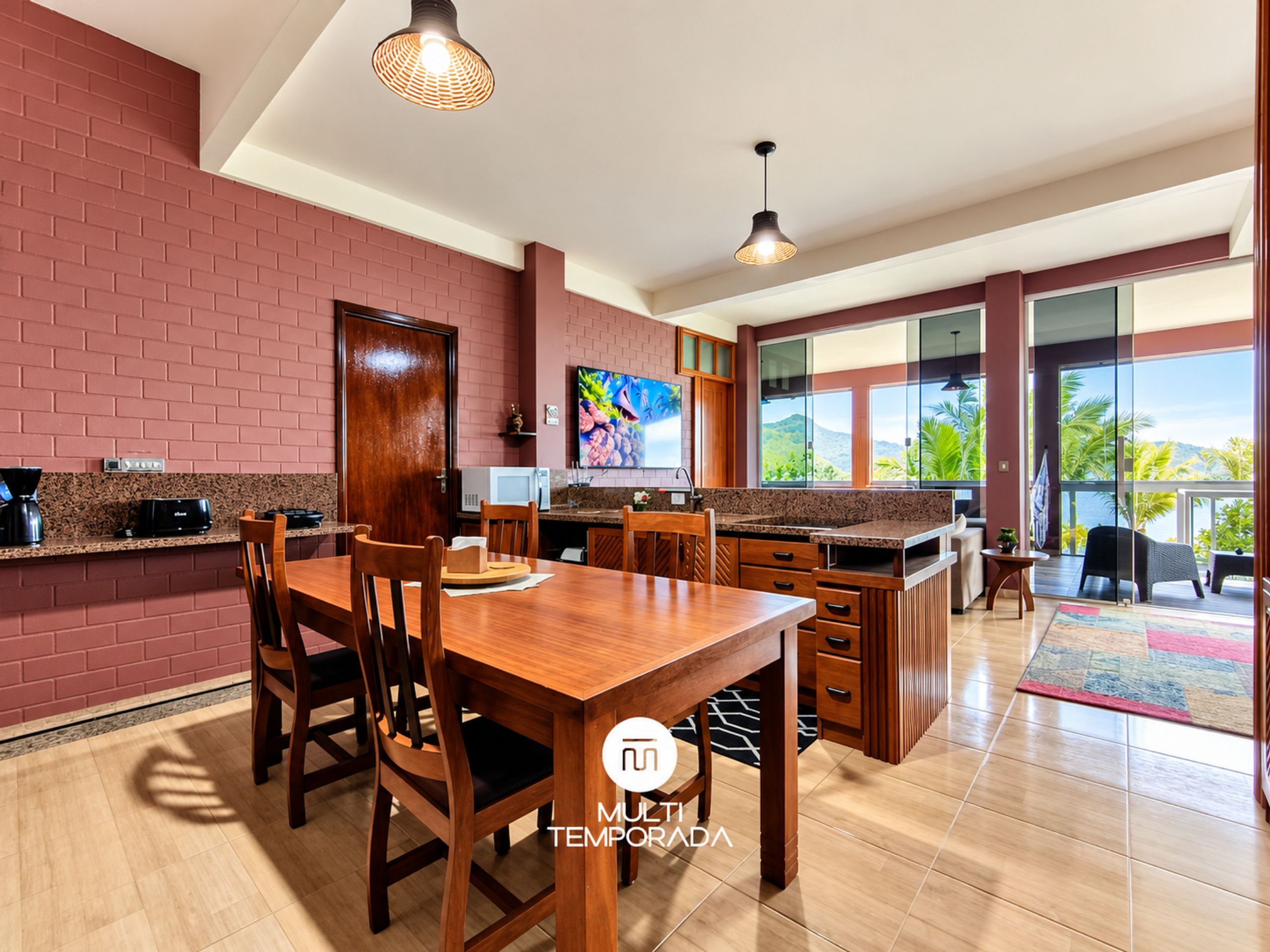 Rumah Premium, AC, pemandangan laguna | Tempat makan