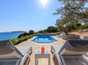 Pool - FourBedroom Beachfront Villa with Pool (Okrug Donji)