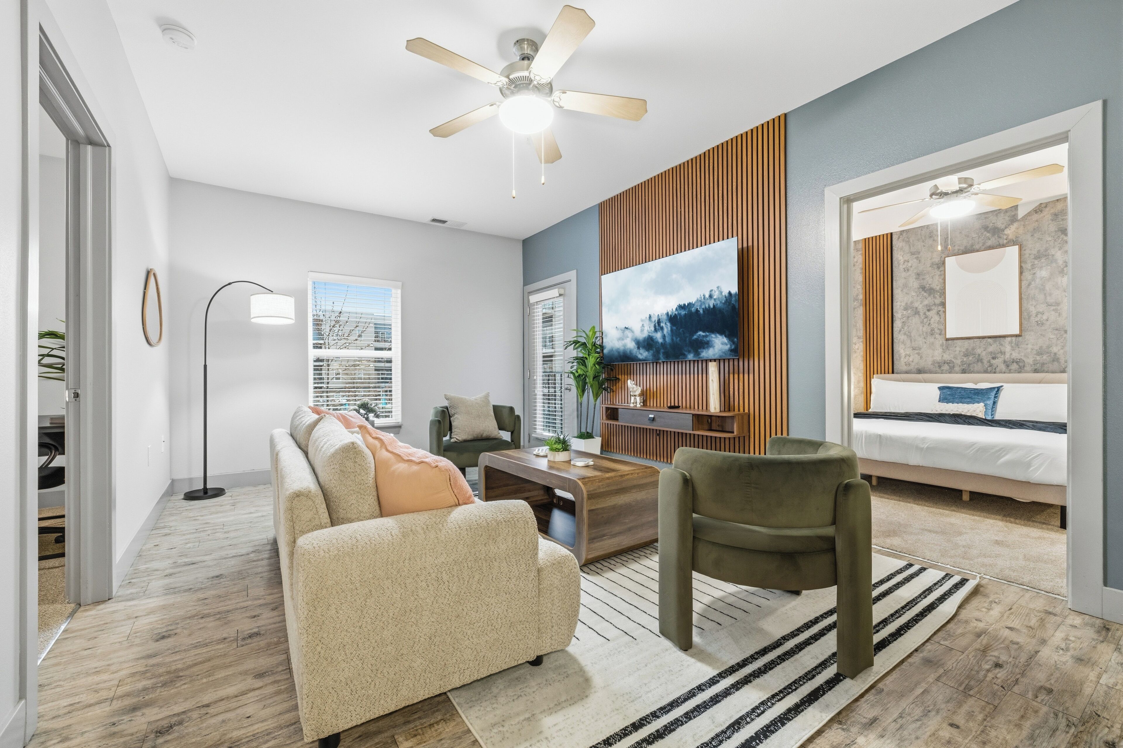 Apartment, 2 Bedrooms, Non Smoking, Kitchen | Living area | 65-inch Smart TV with digital channels