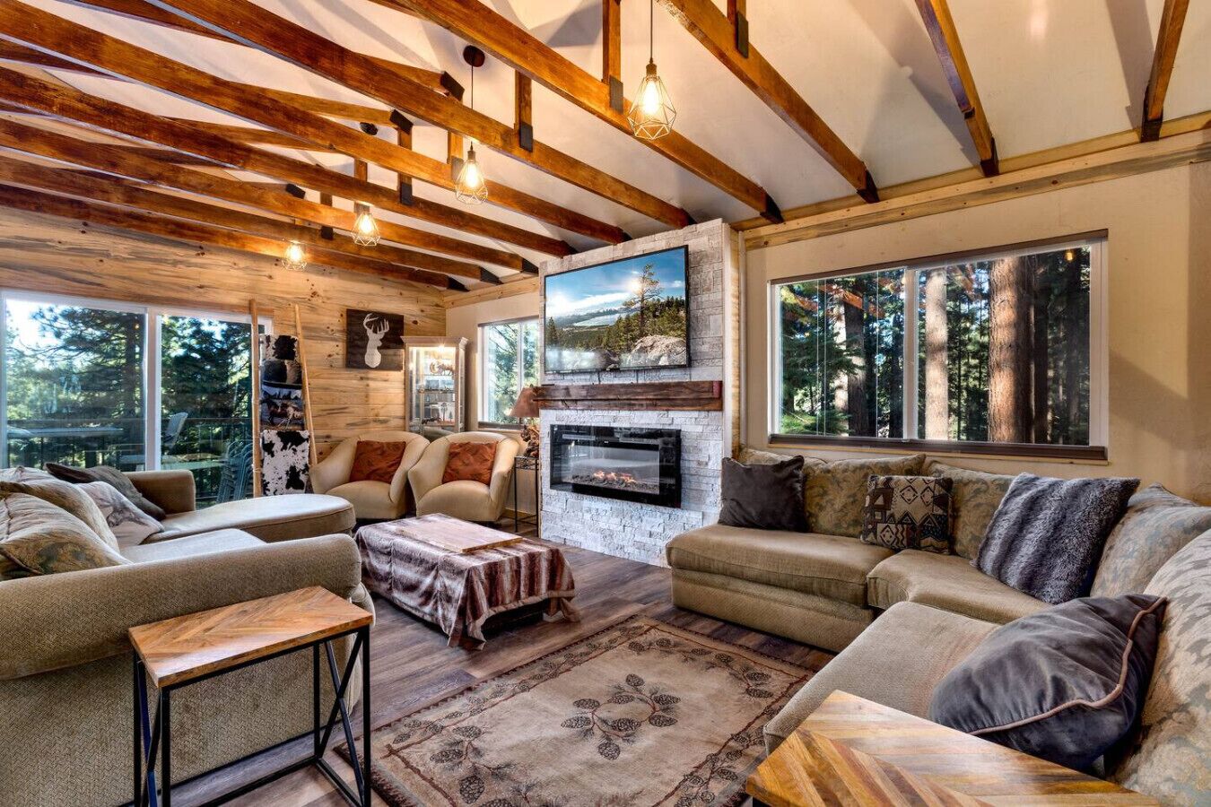 TV, fireplace