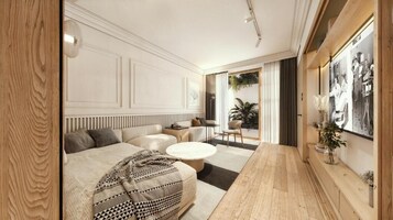 In-room safe, desk, laptop workspace, soundproofing