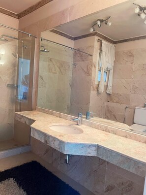 シャワー、タオル、石鹸、トイレットペーパー