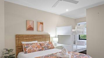 3 bedrooms, desk, iron/ironing board, travel cot