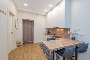 Private kitchen - Prime City 1BD Apartment by Domvia (Kaunas)
