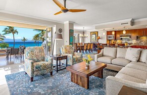 TV, DVD player, stereo - Oceanfront 3BR Corner Suite with Wraparound Lanai and Private BBQ Grill (Lahaina)