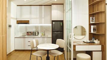 Standard Apartment, 1 Bedroom, Courtyard View | Private kitchen | Fridge, microwave, stovetop, electric kettle