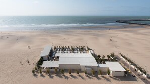 A beachside hotel with a large building, multiple rooms, and a view of the ocean. - Apartment in Ostend Near the Seawall (Ostend)