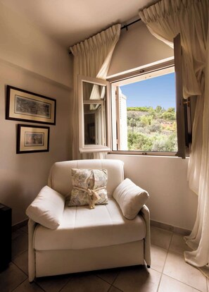 TV, fireplace, offices - Epidavros Villas, Thymari Garden & Seaview Retreat (Nea Epidavros)