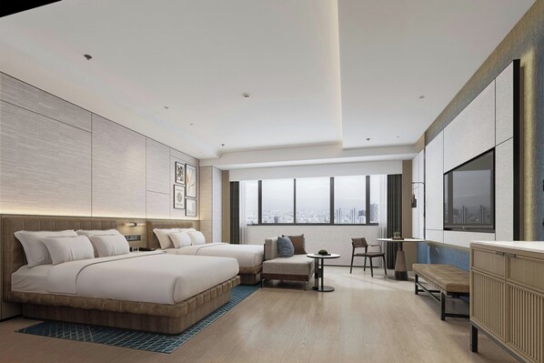 Chambre supérieure, 1 très grand lit, vue sur la ville