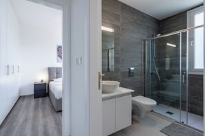 Apartment, 1 Double Bed, Kitchen, City View | Bathroom | Shower, rainfall showerhead, free toiletries, hair dryer