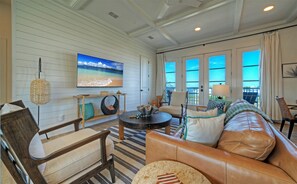 Living area - Port A Escape • Pool + Balcony • Golf Cart Boardwalk to Beach | Salty Sweetheart (Port Aransas)
