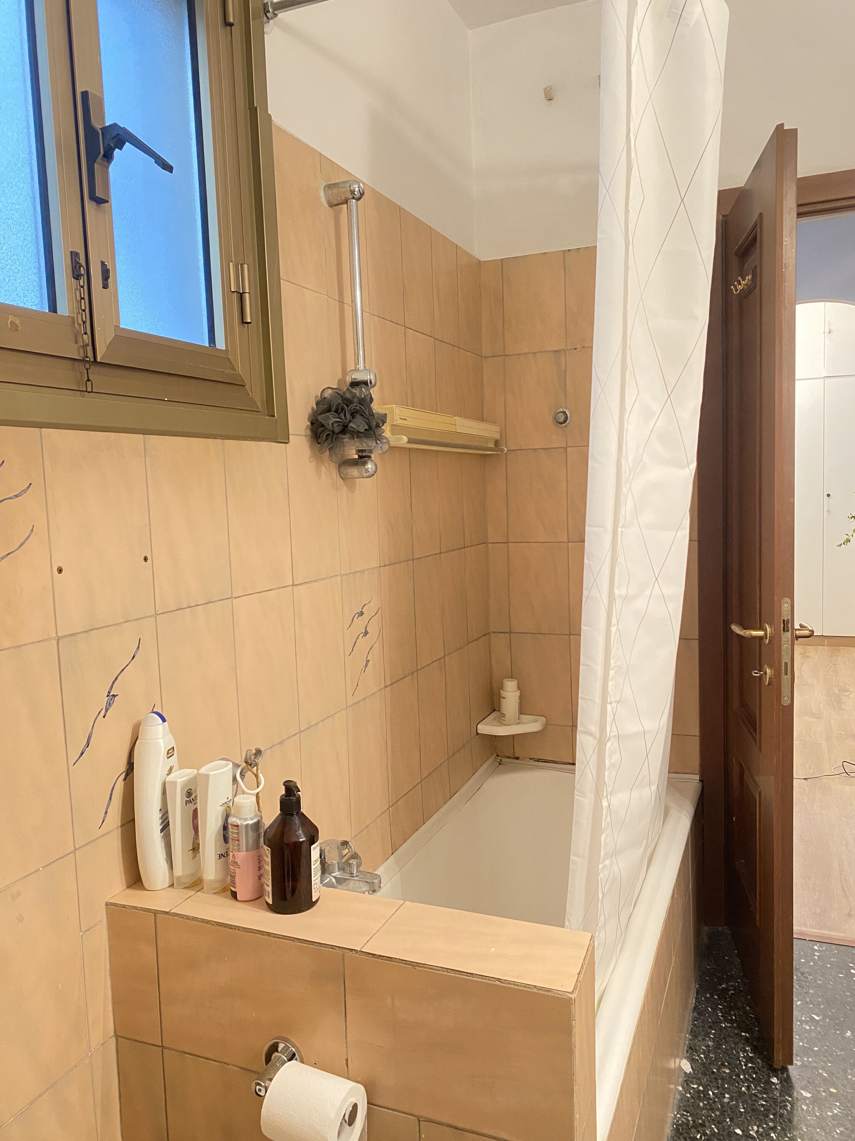 Secador de cabelo, bidê, toalhas de banho, sabonete