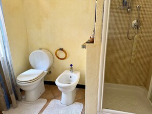 Shower, bidet, towels