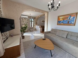 Apartment, 1 Bedroom, Smoking, Balcony | Living room - White Stone Apartments With Balcony (Sithonia)