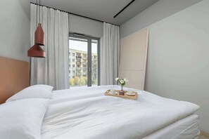 2 habitaciones, escritorio y tabla de planchar con plancha 