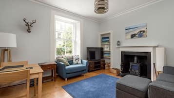 TV, fireplace