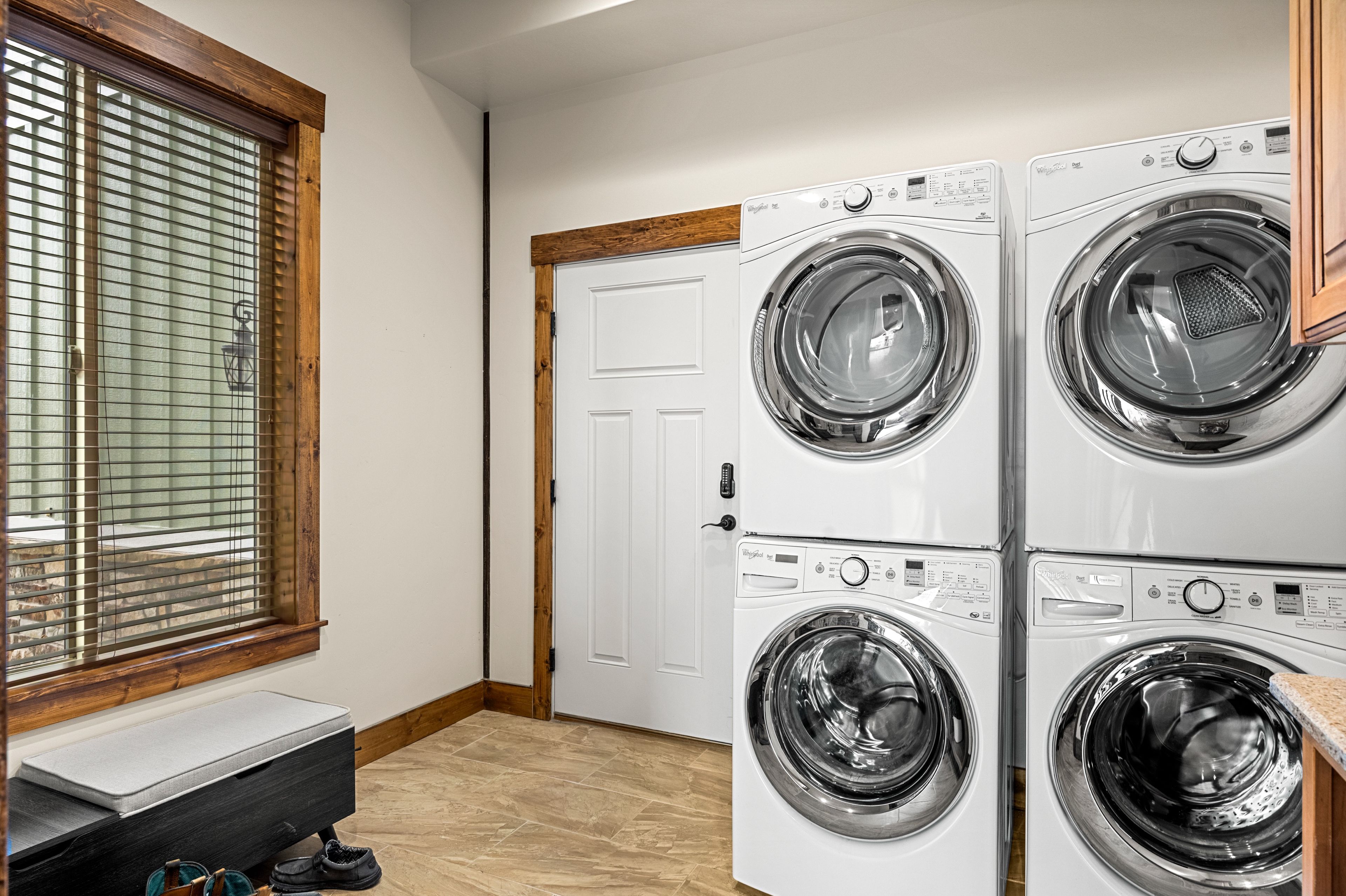 Your own dedicated laundry room makes it easy to keep fresh during your stay, with stacked washers and dryers ready whenever you need them.