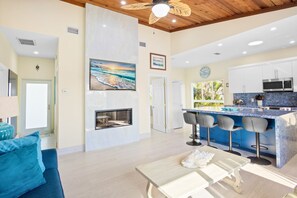 Living area - Beach Baby/ 4 Min Walk to The Bean Point Beach/Private Heated Pool/HotTub (Anna Maria)