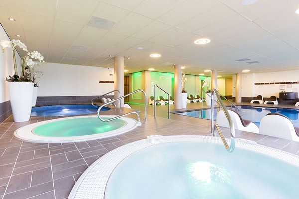 Slip into bubbling hot tubs and let stress melt away.