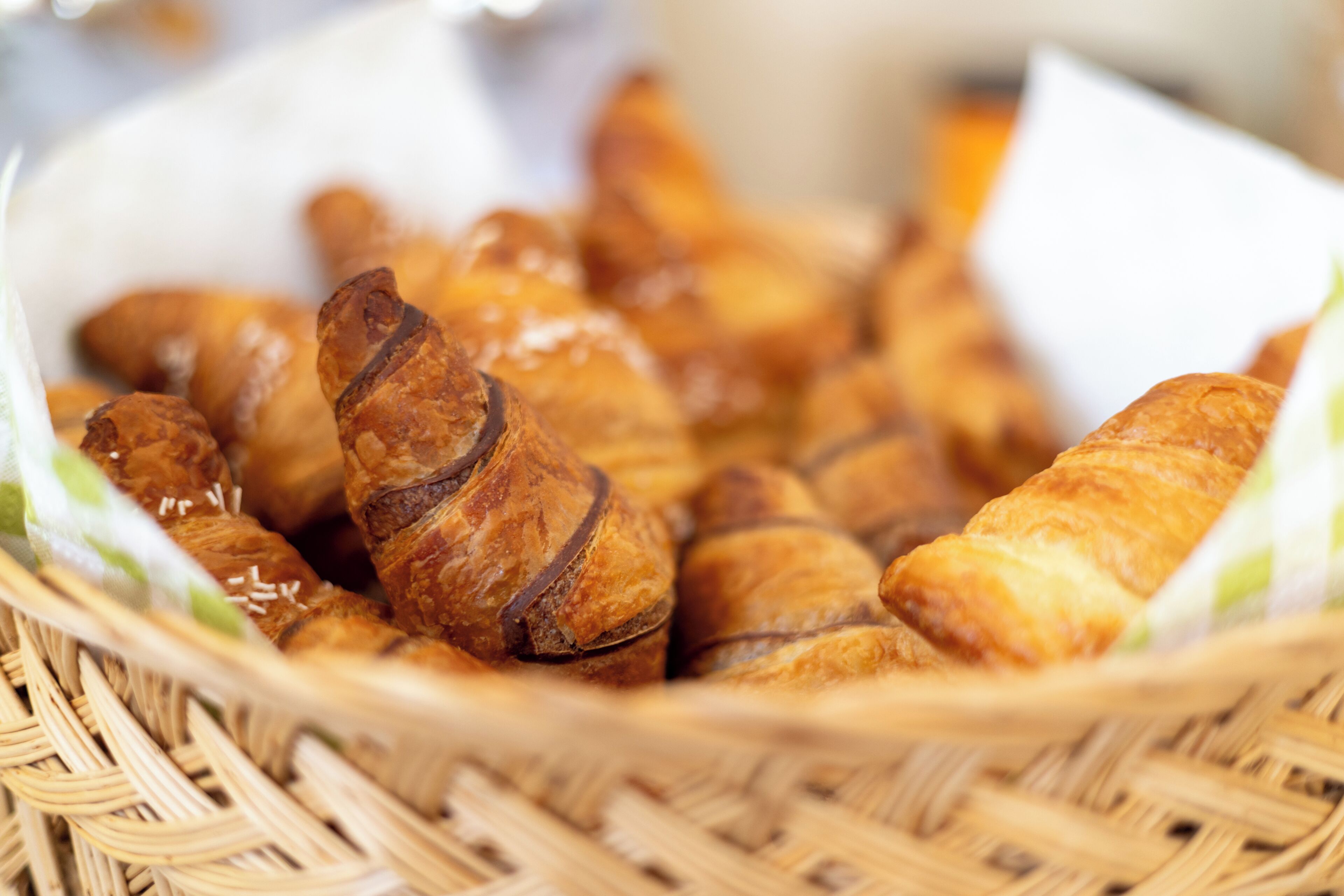 A basket filled with pastries.