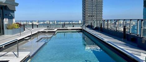 Outdoor pool, sun loungers